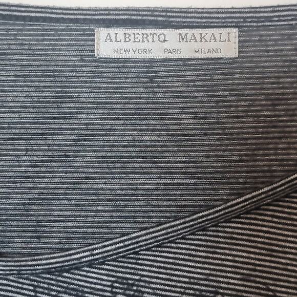 Alberto Makali Stripe Gray Black Long Sleeve Shirt‎ Top Rhinestone Asymmetrical - Picture 5 of 5